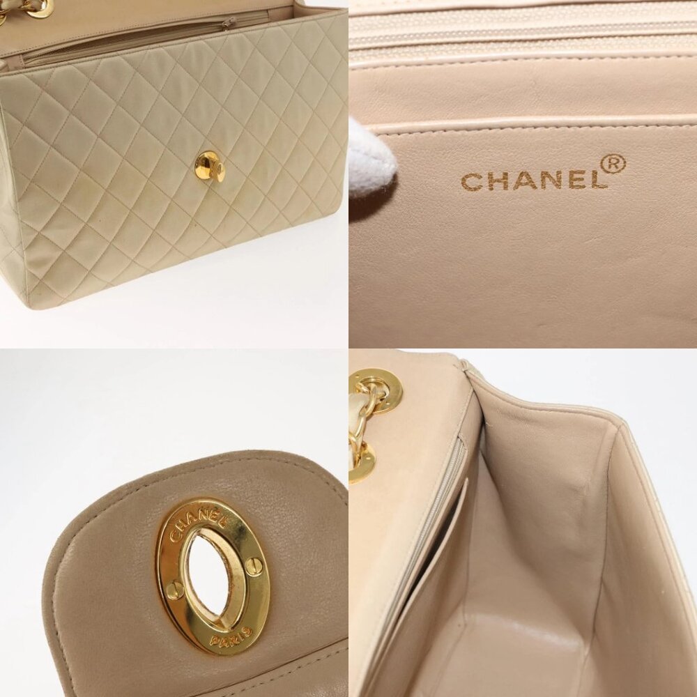CHANEL Matelasse 34 Chain Shoulder Bag Satin Beige Gold CC Auth 150935 - Picture 14 of 15
